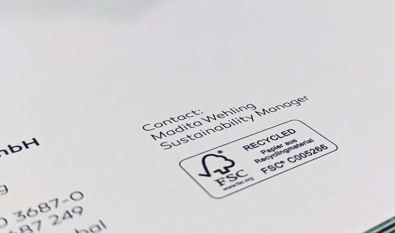 Umweltbericht Unternehmen FSC Siegel auf Nachhaltigkeitsbericht - Umweltbericht Unternehmen