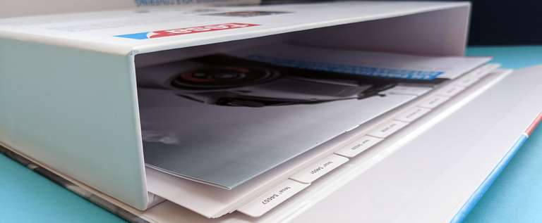 Individuelle Stehsammler und Schuber Bezugskartonage Offen von Tesa - Stehsammler Schuber