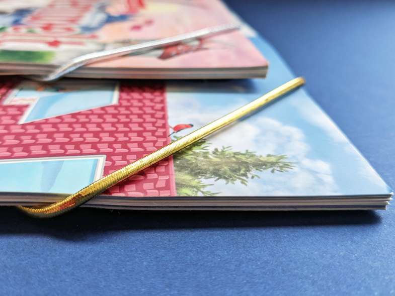 Malbuch Detail Heftgummi