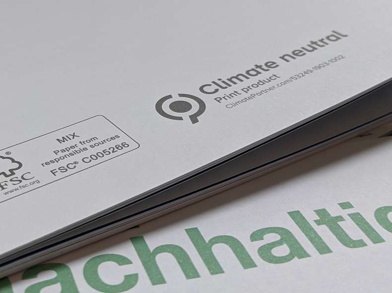 Nachhaltig Zertifikat Logos gedruckt Nachhaltig Zertifikat Logos gedruckt