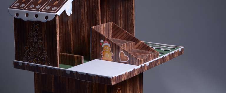 Bodenaufsteller, braunes Häuschen - 1/4 CHEP-Palette